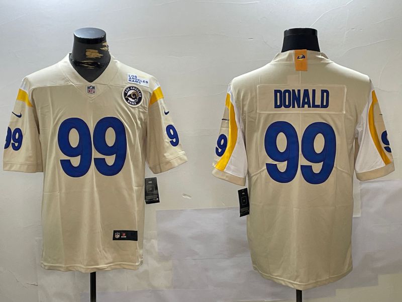 Men Los Angeles Rams #99 Donald Cream 2024 Nike Vapor Limited NFL Jersey style 2